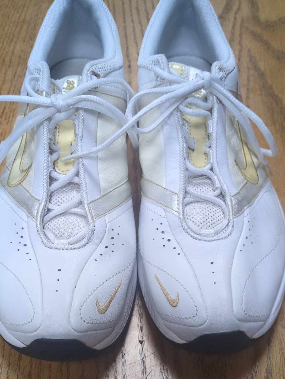Nike White FCS Athletic Sneakers with Gold Accents